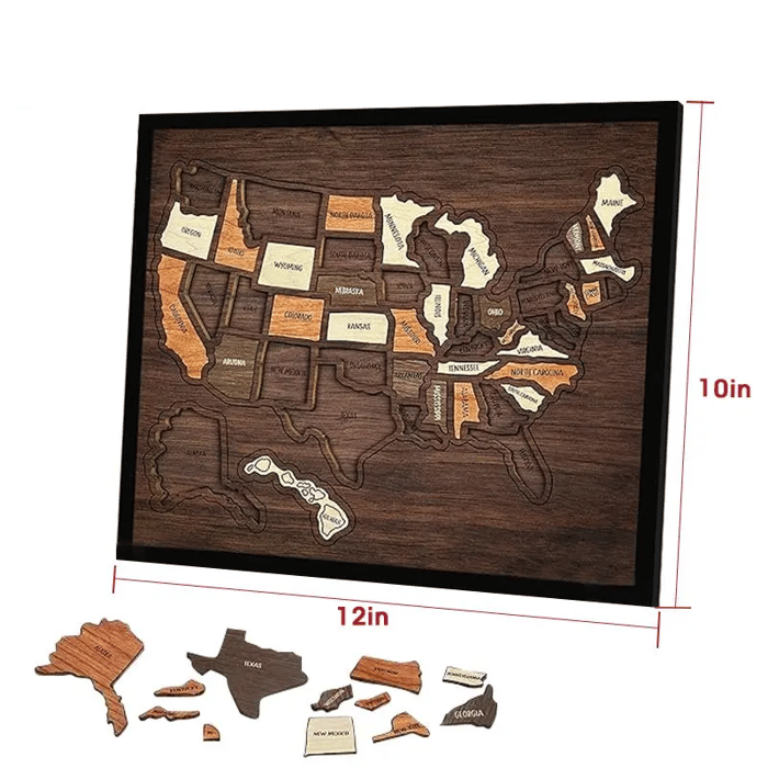 ❤️Wooden USA Travel Map Puzzle🧩A Stylish Way to Track Your Journey & Memories