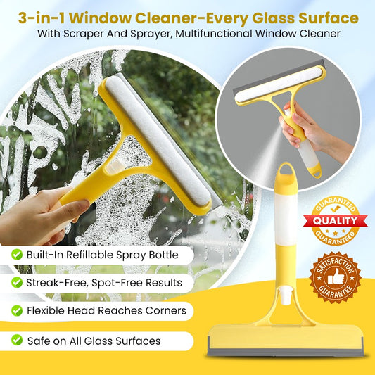 🪟3-in-1 Window Cleaner💦with Built-in Spray Bottle✨Crystal-Clear Glass in Seconds — No Streaks, No Hassle.