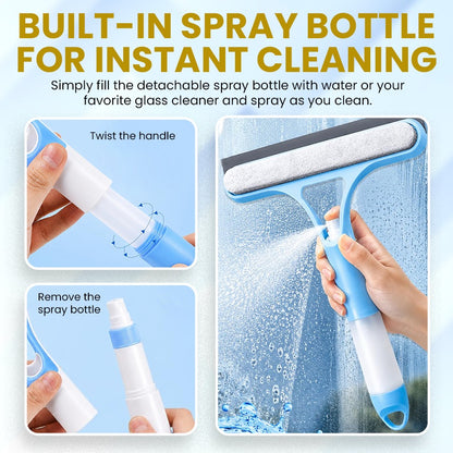 🪟3-in-1 Window Cleaner💦with Built-in Spray Bottle✨Crystal-Clear Glass in Seconds — No Streaks, No Hassle.