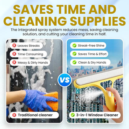 🪟3-in-1 Window Cleaner💦with Built-in Spray Bottle✨Crystal-Clear Glass in Seconds — No Streaks, No Hassle.
