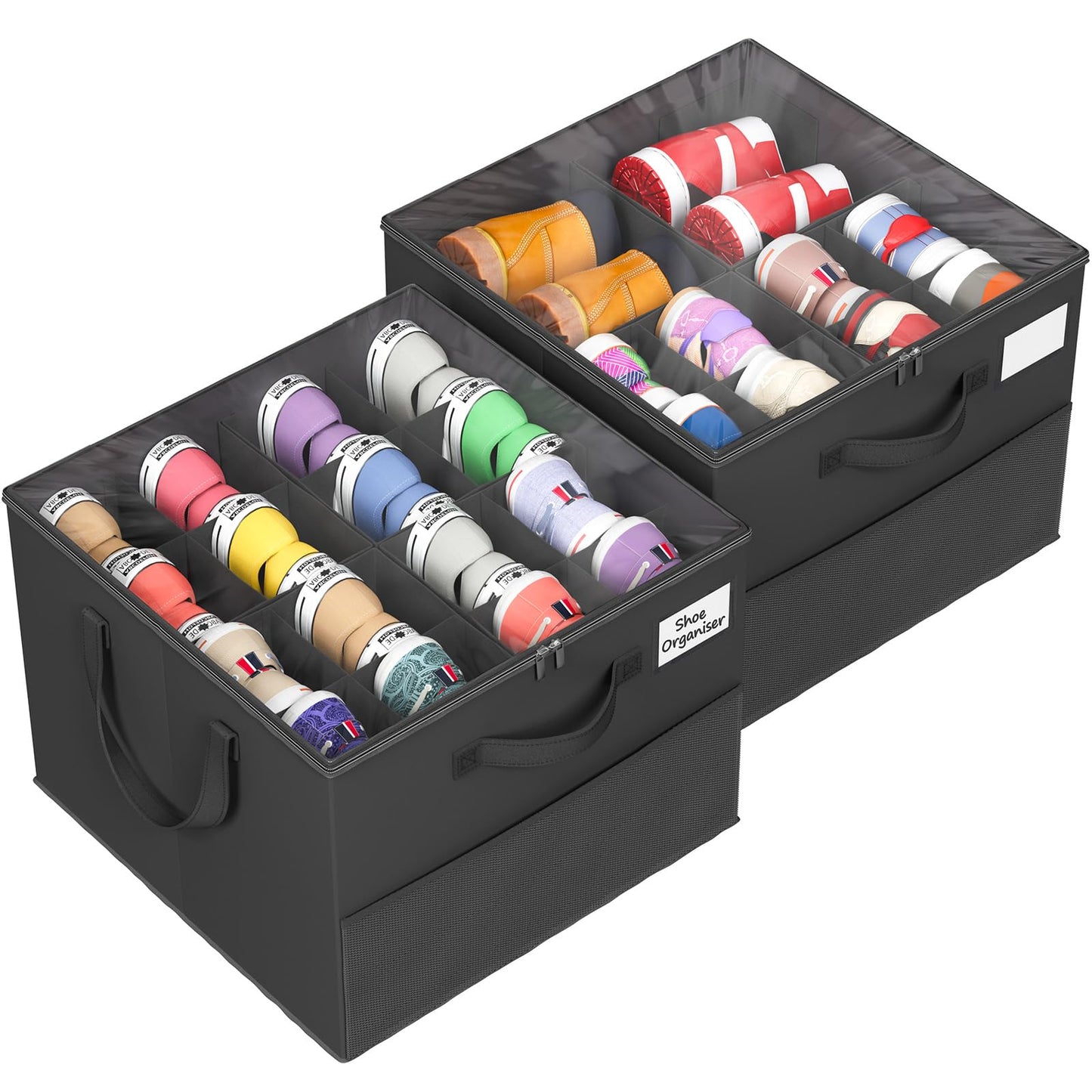 👟Shoe Organizer for Closet, Fabric Shoe Storage Boxes with Clear Cover, Storage, Foldable Space-saving Storage Container Bins🔥
