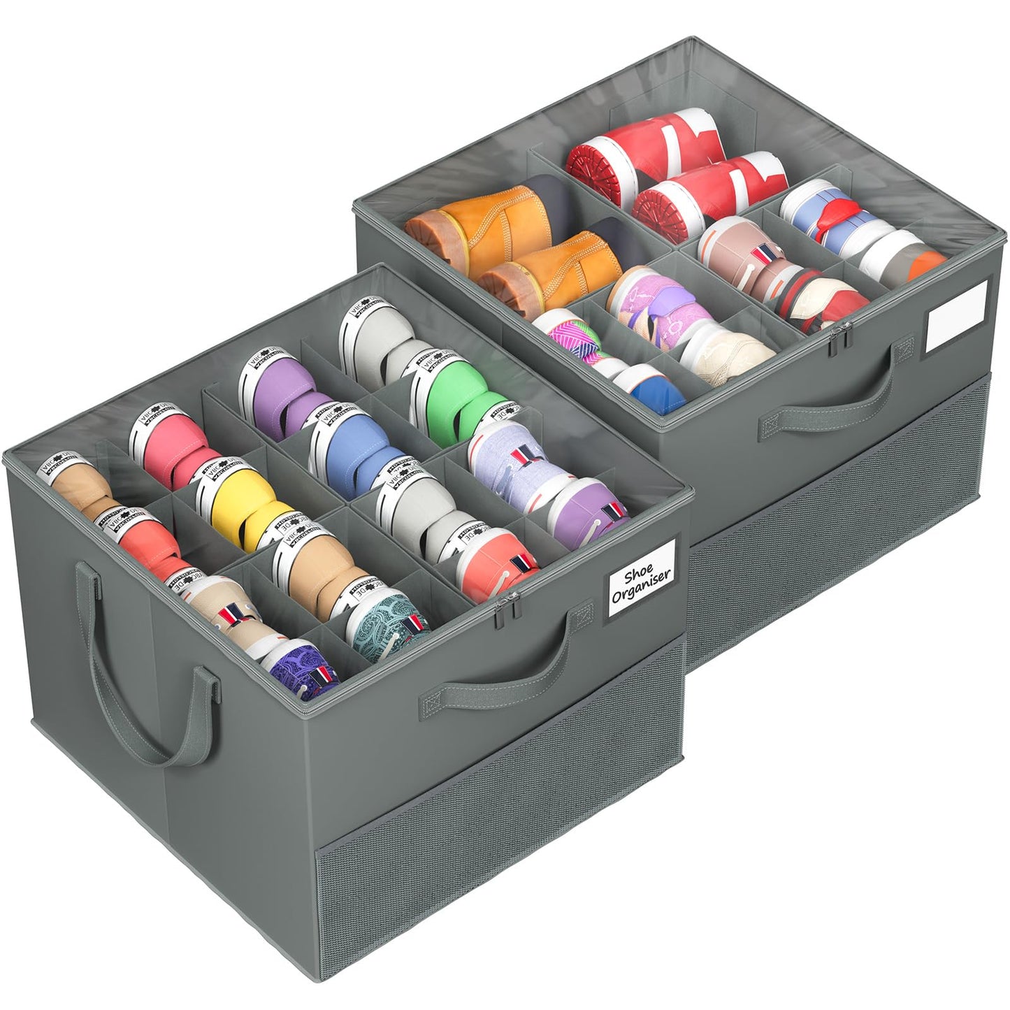 👟Shoe Organizer for Closet, Fabric Shoe Storage Boxes with Clear Cover, Storage, Foldable Space-saving Storage Container Bins🔥