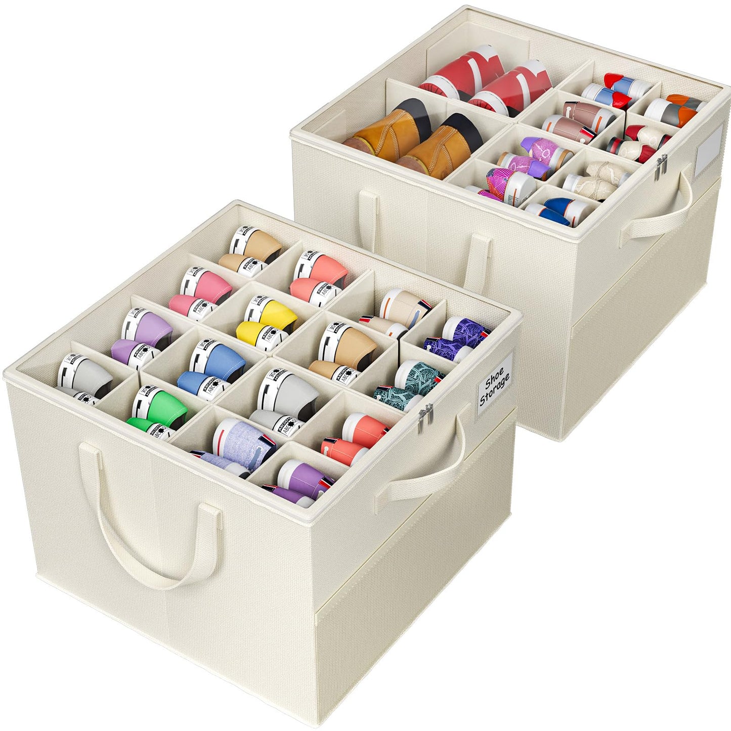 👟Shoe Organizer for Closet, Fabric Shoe Storage Boxes with Clear Cover, Storage, Foldable Space-saving Storage Container Bins🔥