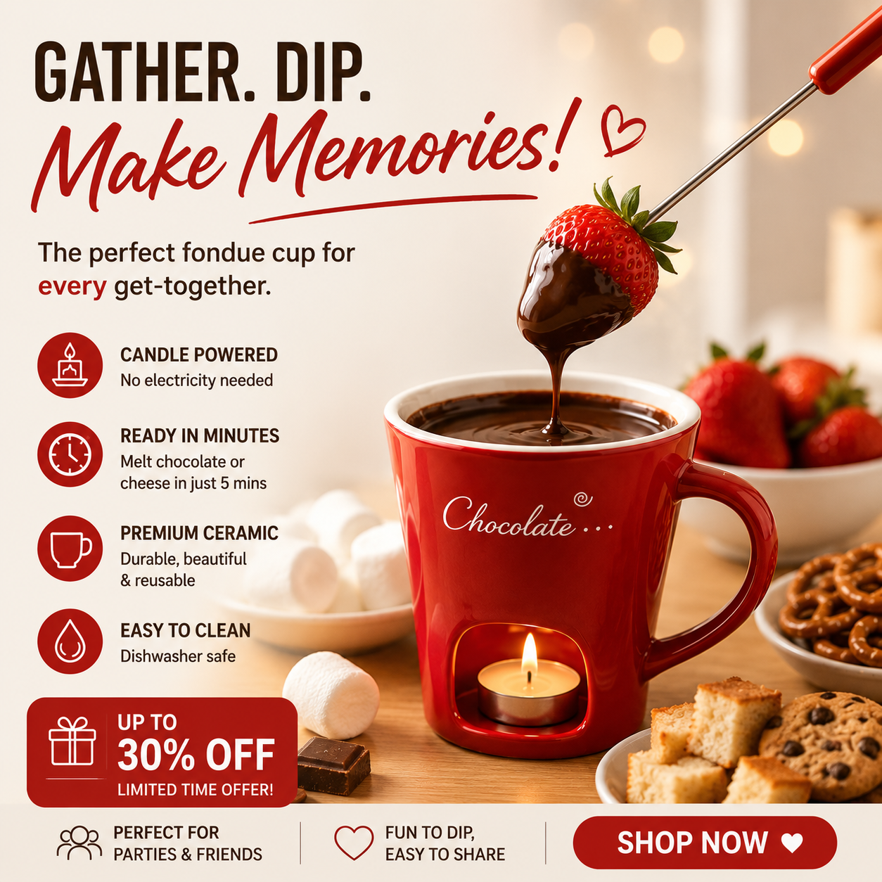 🍫 Melt. Dip. Share. — The Cozy Ceramic Fondue Cup