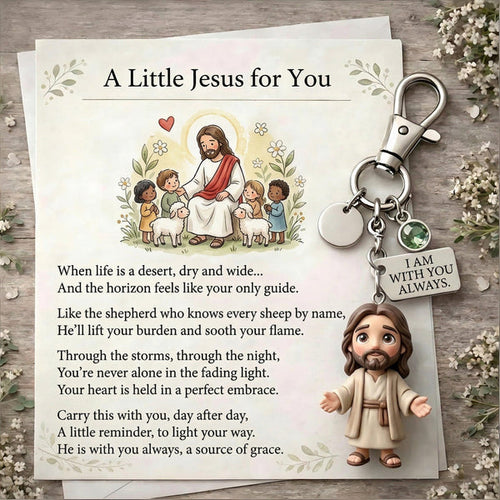 "A Little Jesus and Virgin Mary for You" - Comforting Pocket Reminder Keychain & Poem Card Gift Set 🌟🙏