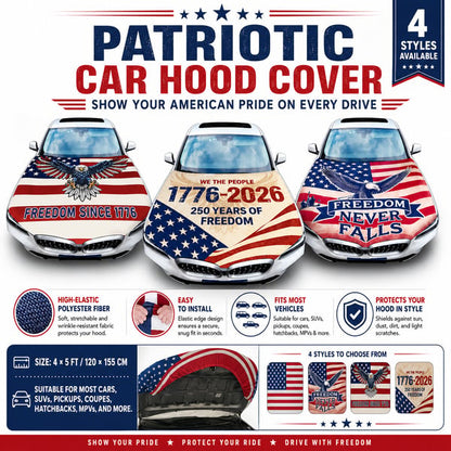 🇺🇸 Universal American Hood Flag Cover 🔥 Fits Most Cars, SUVs & Pickups🦅