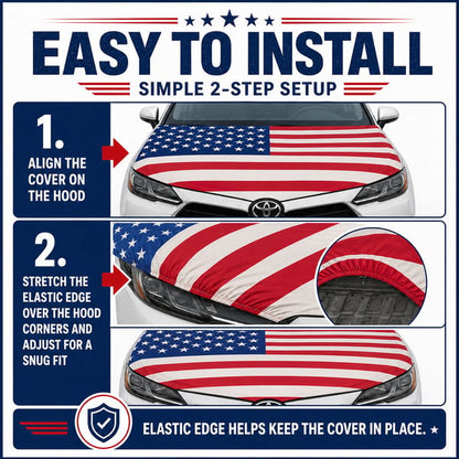 🇺🇸 Universal American Hood Flag Cover 🔥 Fits Most Cars, SUVs & Pickups🦅