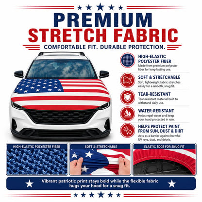 🇺🇸 Universal American Hood Flag Cover 🔥 Fits Most Cars, SUVs & Pickups🦅