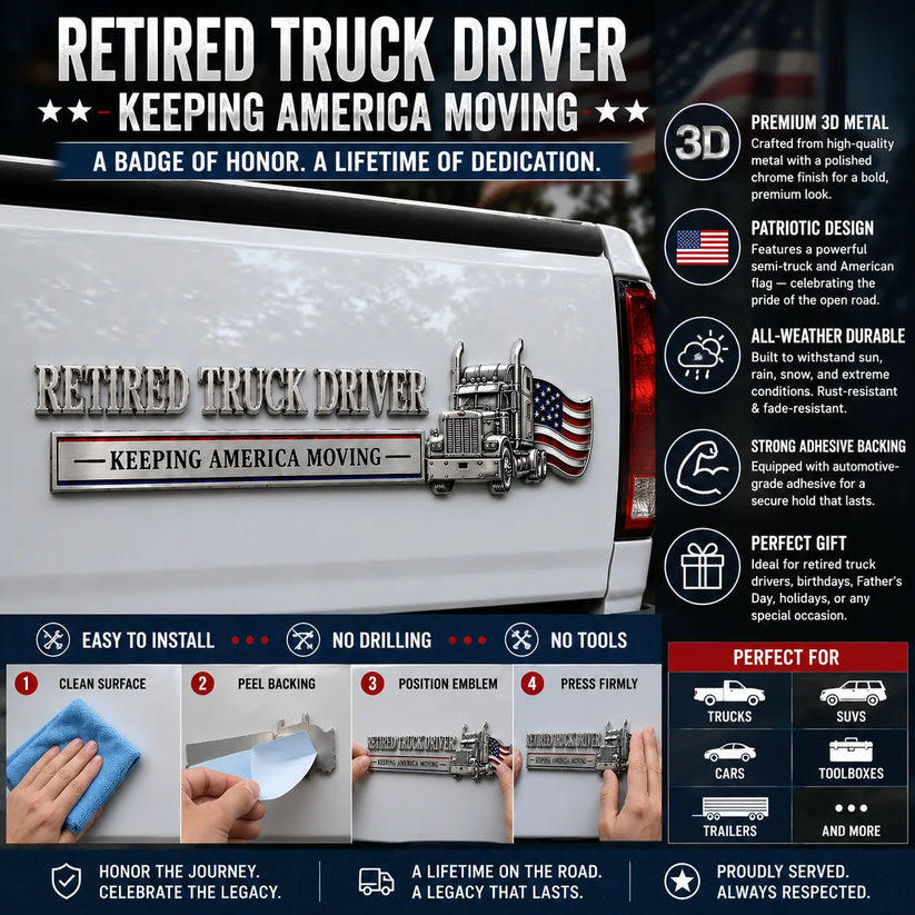 🚚 Retired Truck Driver Car Emblem Badge