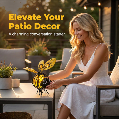 🌙🍃🪴Hanging Solar Bee Light – Warm Amber Glow 🌞🌜