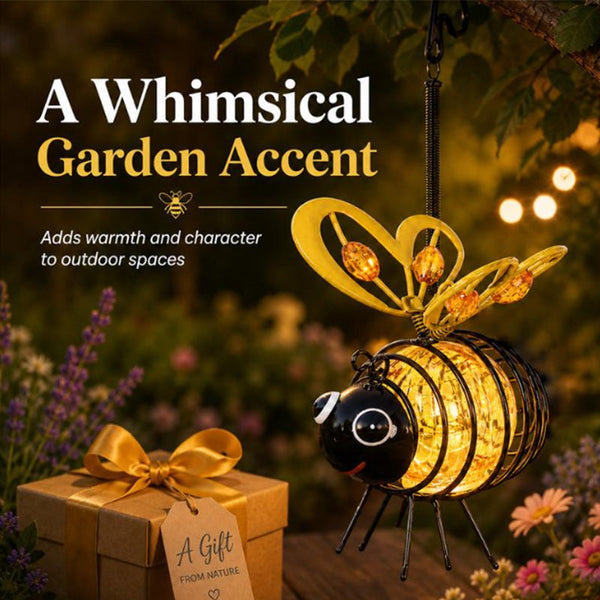 🌙🍃🪴Hanging Solar Bee Light – Warm Amber Glow 🌞🌜