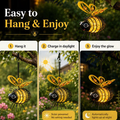 🌙🍃🪴Hanging Solar Bee Light – Warm Amber Glow 🌞🌜