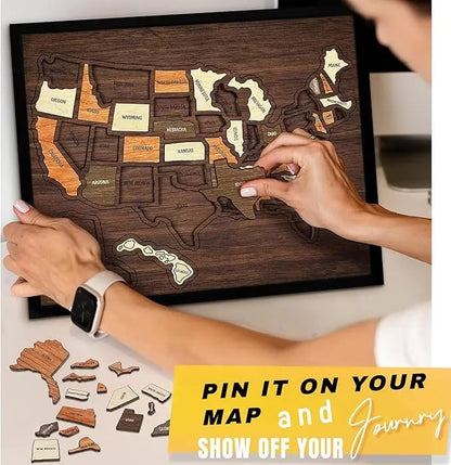 ❤️Wooden USA Travel Map Puzzle🧩A Stylish Way to Track Your Journey & Memories