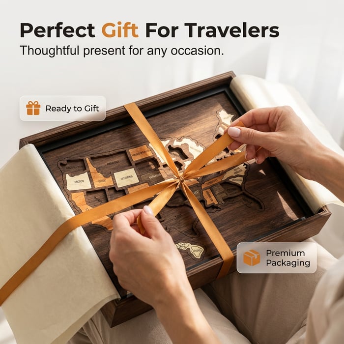 ❤️Wooden USA Travel Map Puzzle🧩A Stylish Way to Track Your Journey & Memories