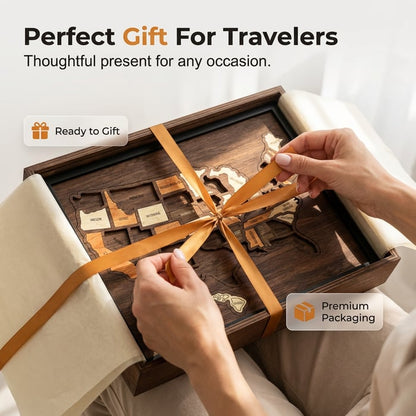 ❤️Wooden USA Travel Map Puzzle🧩A Stylish Way to Track Your Journey & Memories