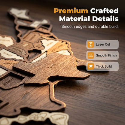 ❤️Wooden USA Travel Map Puzzle🧩A Stylish Way to Track Your Journey & Memories