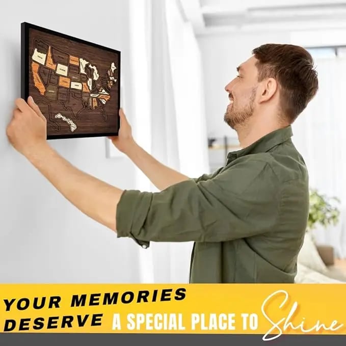 ❤️Wooden USA Travel Map Puzzle🧩A Stylish Way to Track Your Journey & Memories