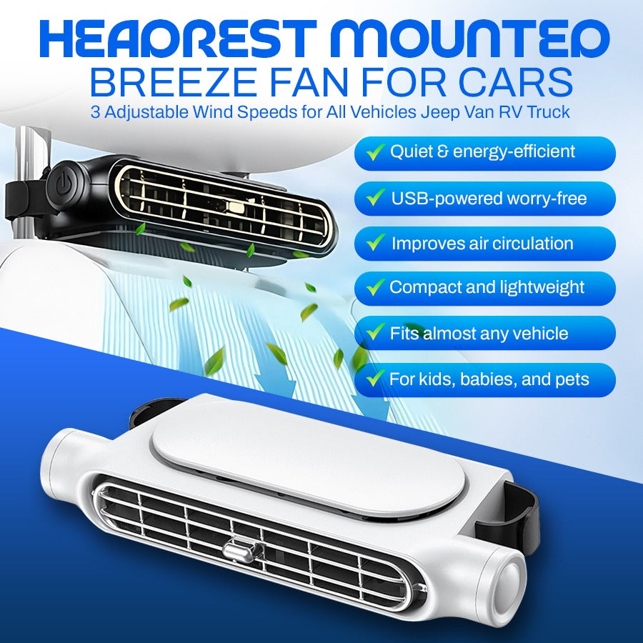 🚗Headrest Mounted Breeze Fan For Cars-Turn Any Car Seat Into A Cooling Comfort Zone🌞